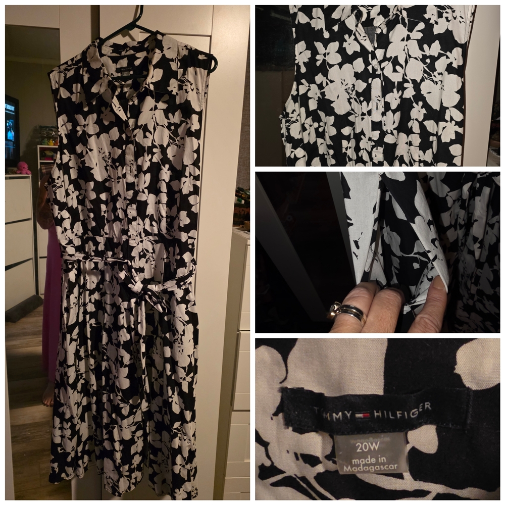 Tommy Hilfiger Monochrome Floral Midi Dress 20W